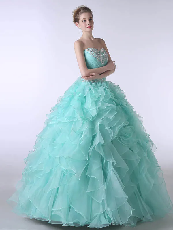 Strapless Turquoise Formal Quinceanera Ball Gown Dress