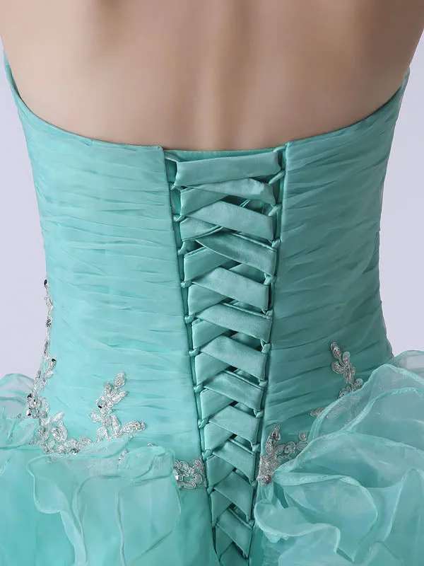 Strapless Turquoise Formal Quinceanera Ball Gown Dress