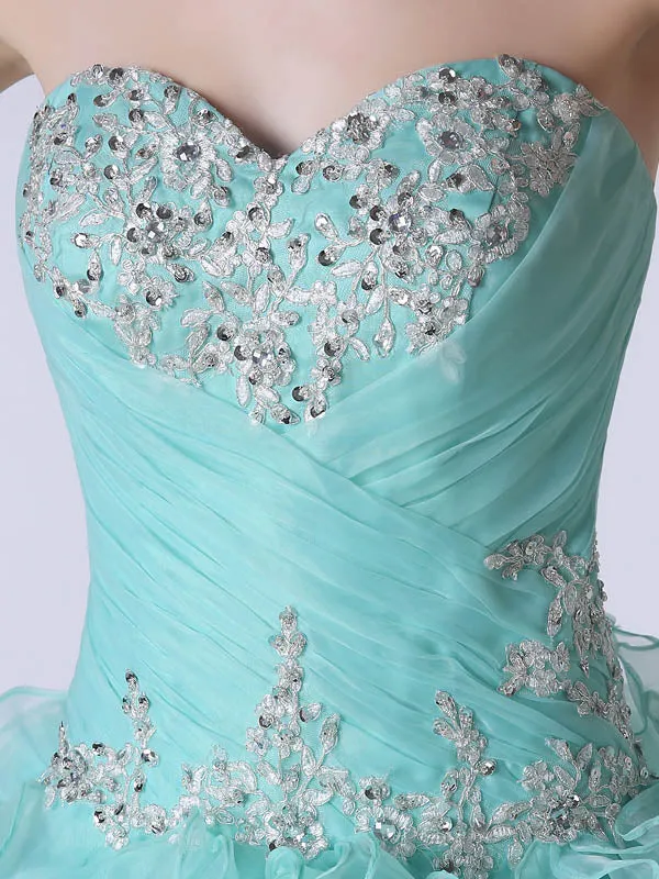 Strapless Turquoise Formal Quinceanera Ball Gown Dress