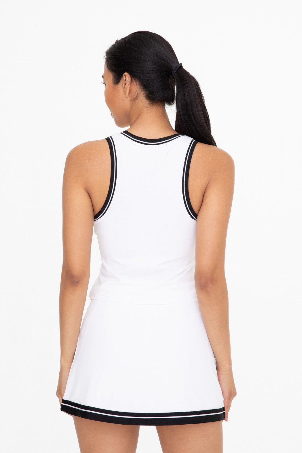 STRIPE TENNIS TANK - WHITE/BLACK