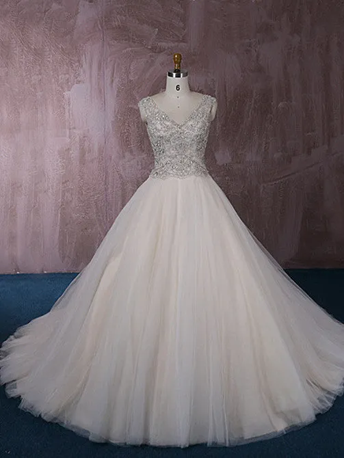 Stunning Tulle Ball Gown Dress with Jeweled Embroideries