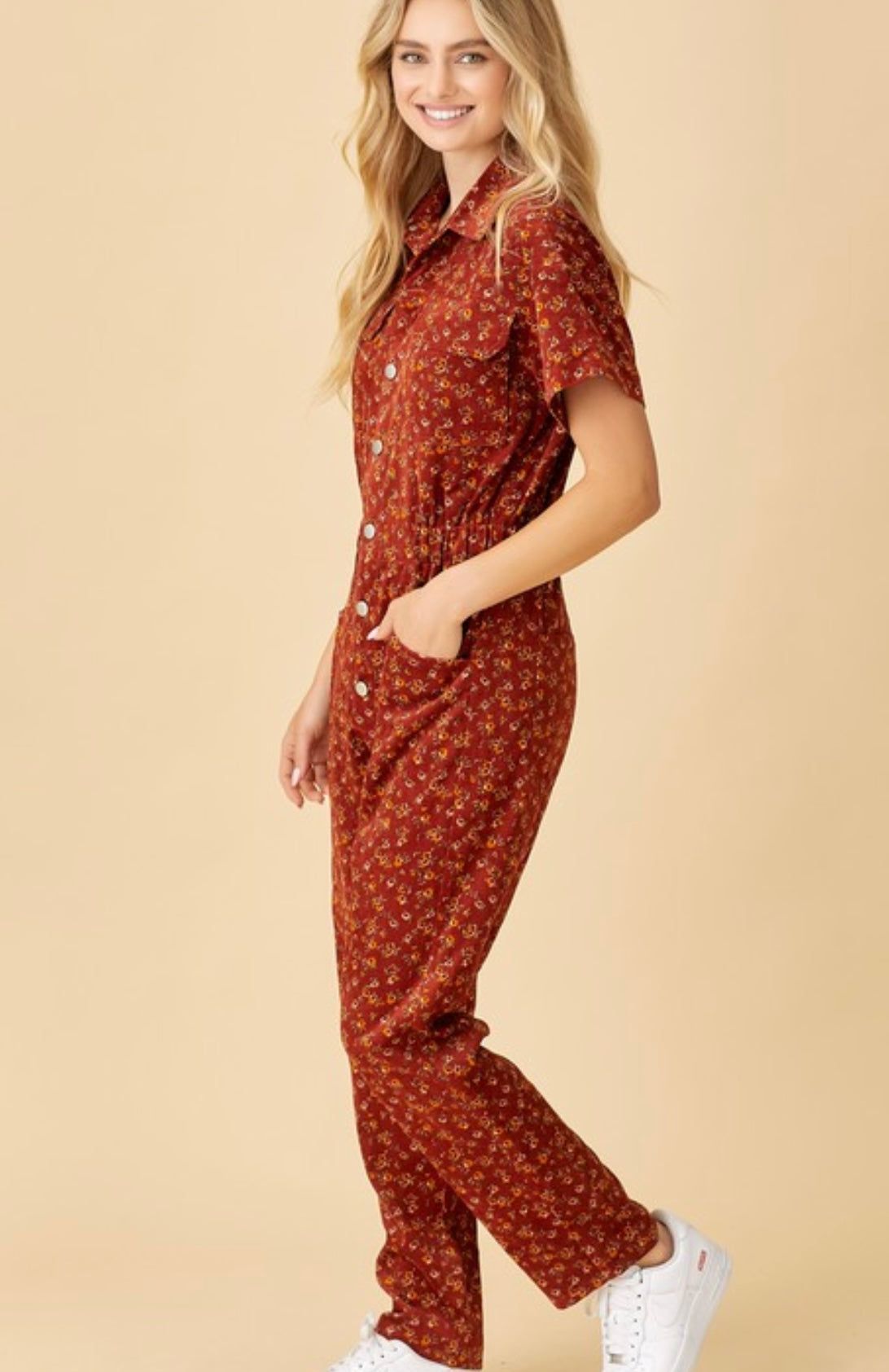 The Bee Floral Cord Jumpsuit