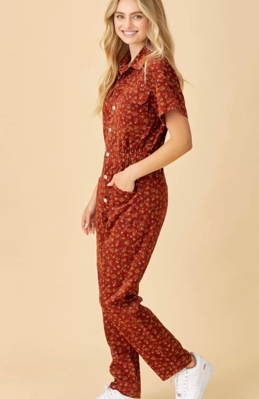 The Bee Floral Cord Jumpsuit