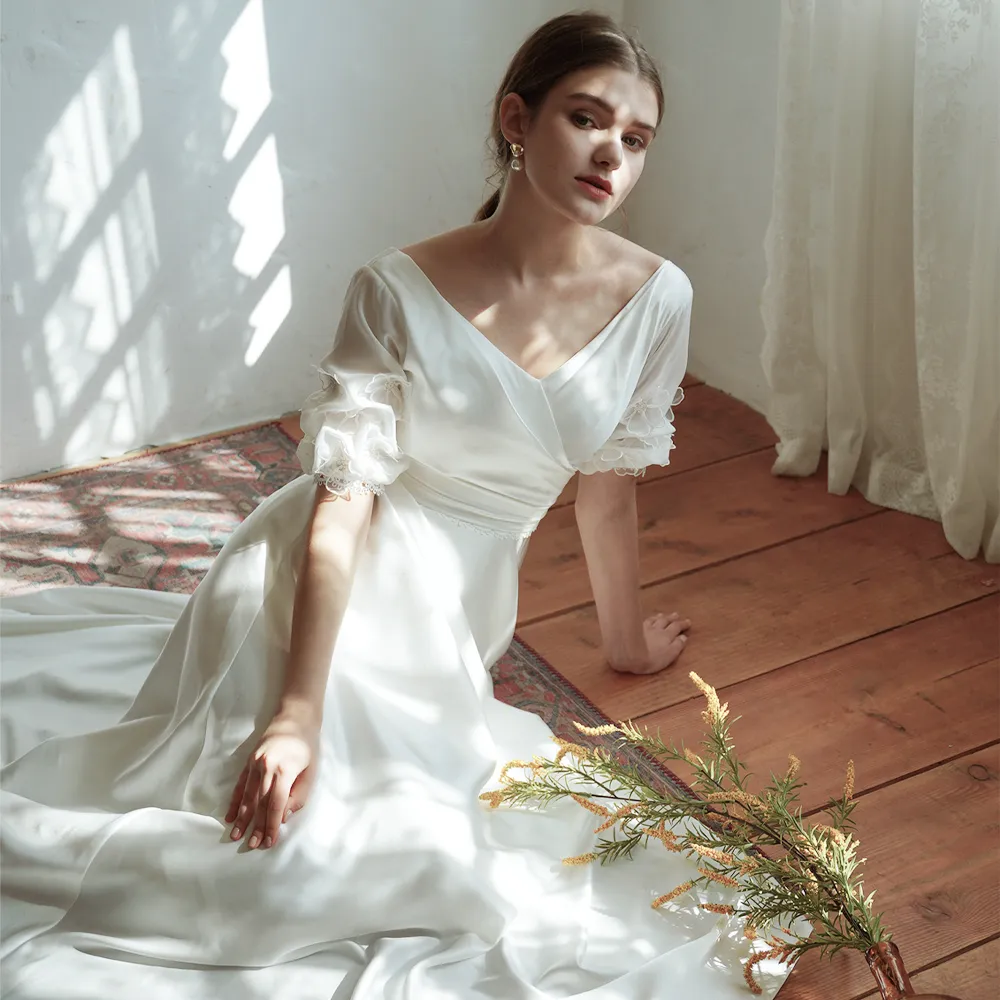 The Caserina Wedding Bridal Short Sleeve Gown