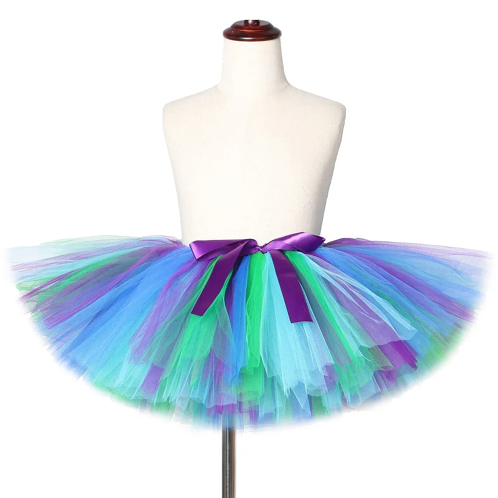 Toddler Baby Girls Tutu Skirt little Mermaid Ball Gown Children Dance Performance Tutus Kids Tulle Costumes Above Knee Length