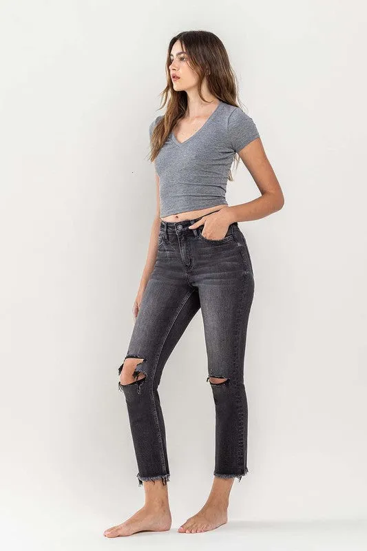 Vervet High Rise Stretch Distressed Crop Slim Straight