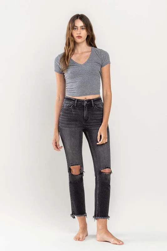 Vervet High Rise Stretch Distressed Crop Slim Straight