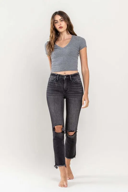 Vervet High Rise Stretch Distressed Crop Slim Straight