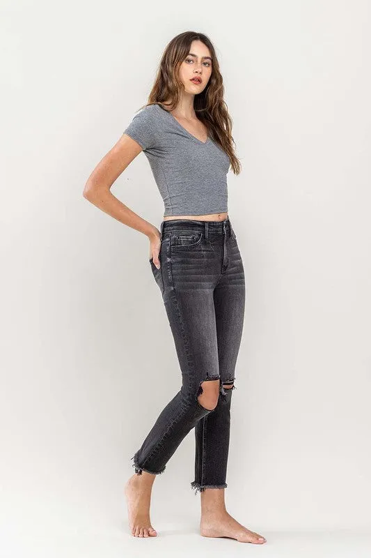 Vervet High Rise Stretch Distressed Crop Slim Straight