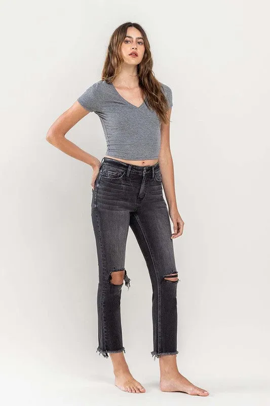 Vervet High Rise Stretch Distressed Crop Slim Straight