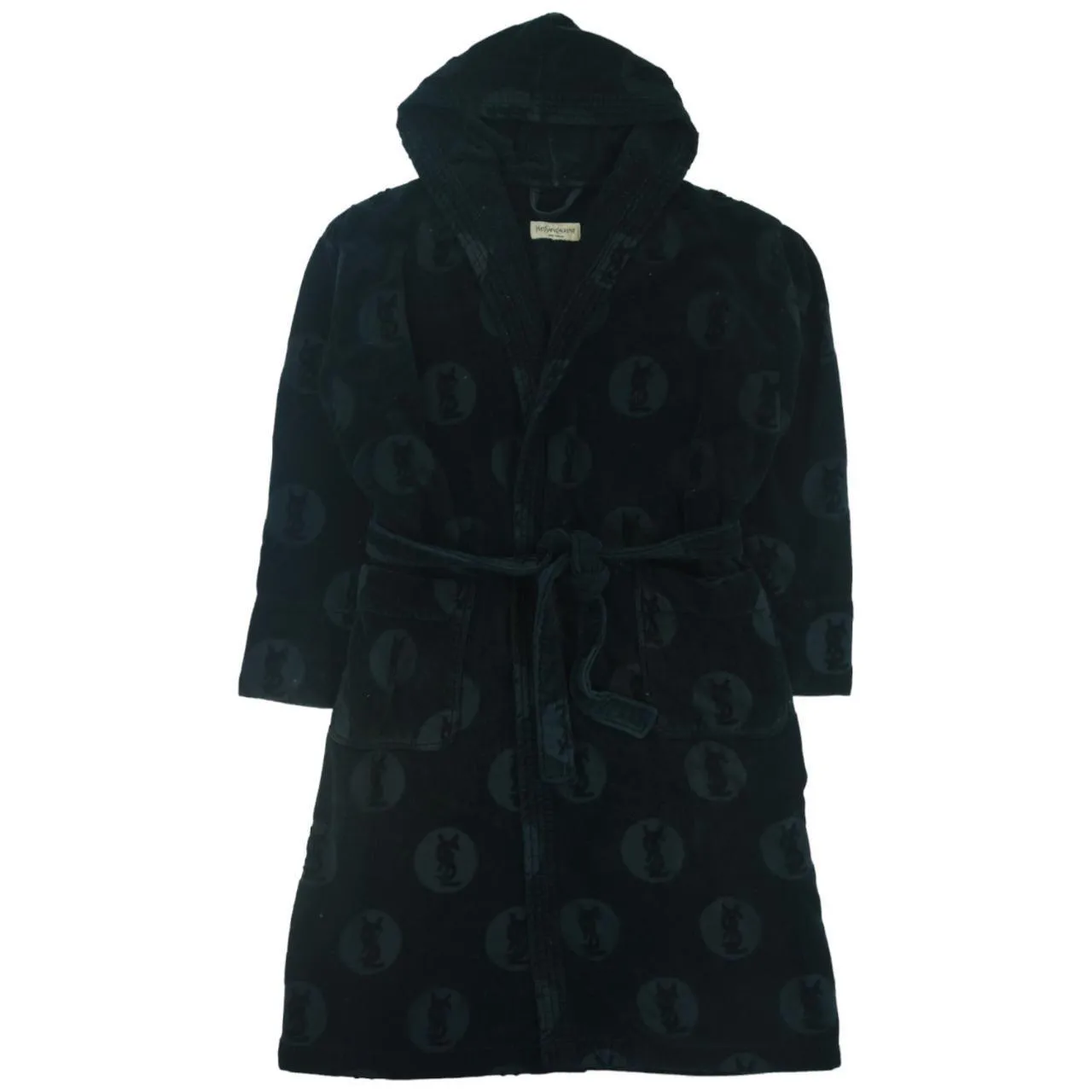 Vintage YSL Yves Saint Laurent Monogram Hooded Dressing Gown Size XL