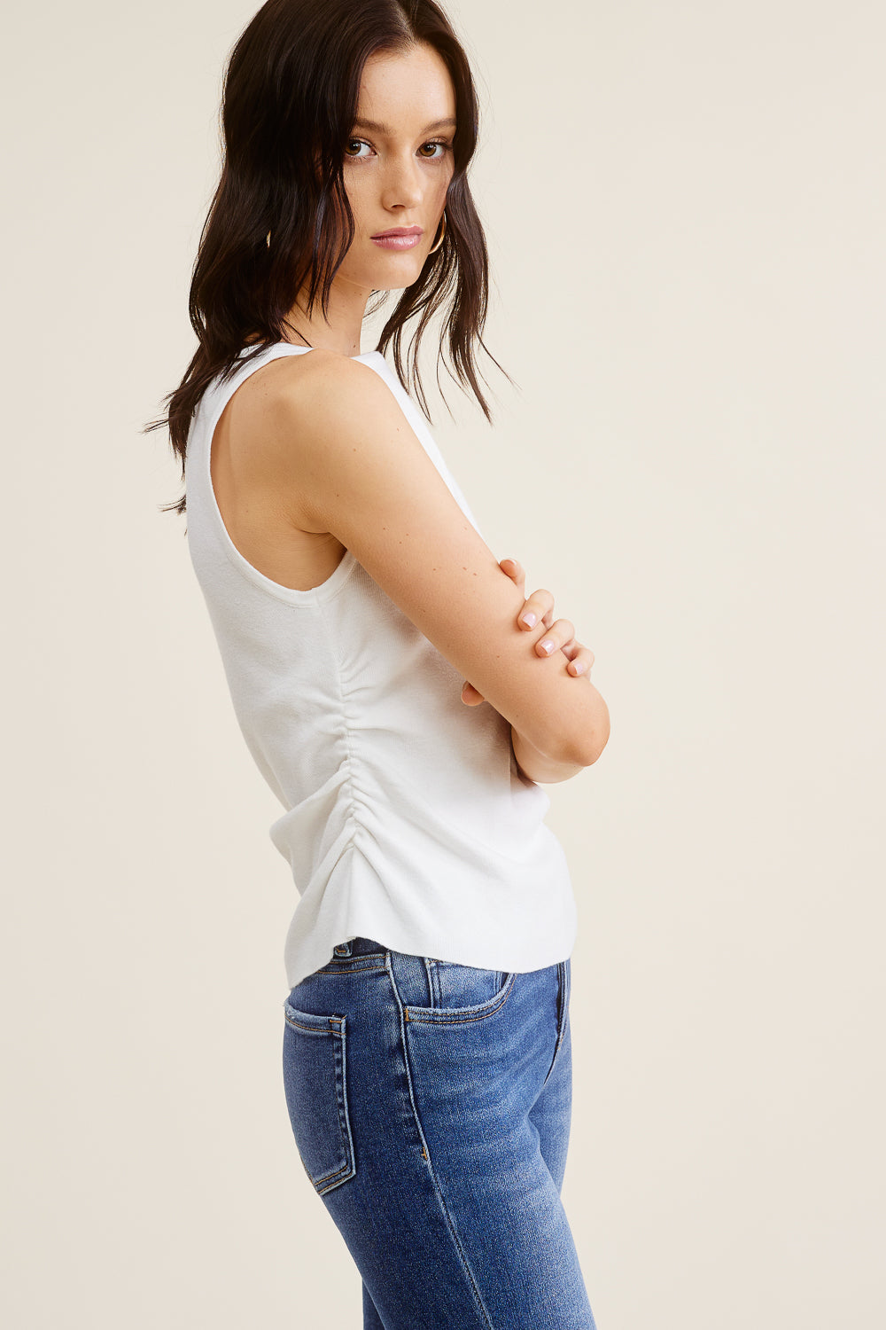 White Asymmetrical Tank Top