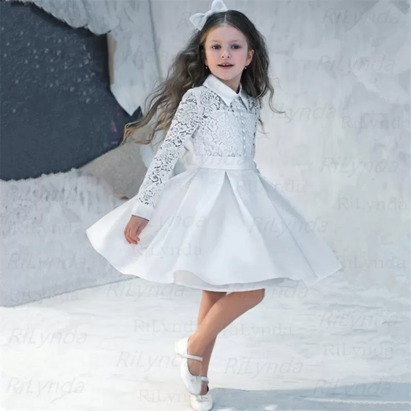 White Collared Flower Girl Dresses