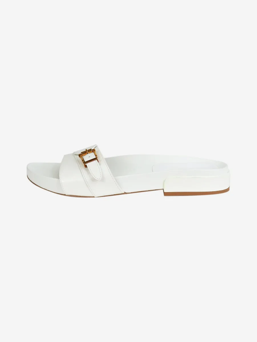   White leather buckled flat sandals - size EU 42