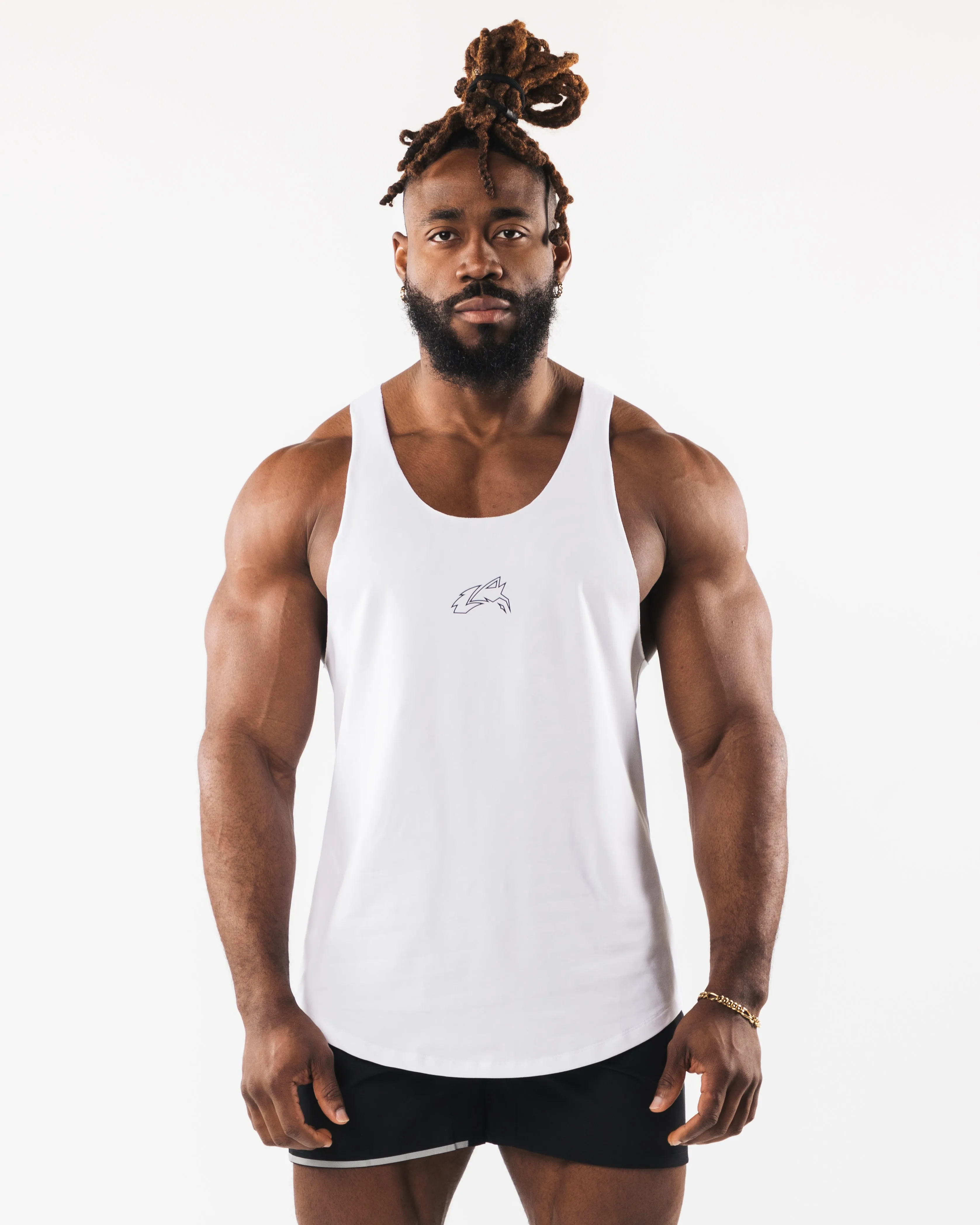 Wolf Head Raw Cut Tank - White