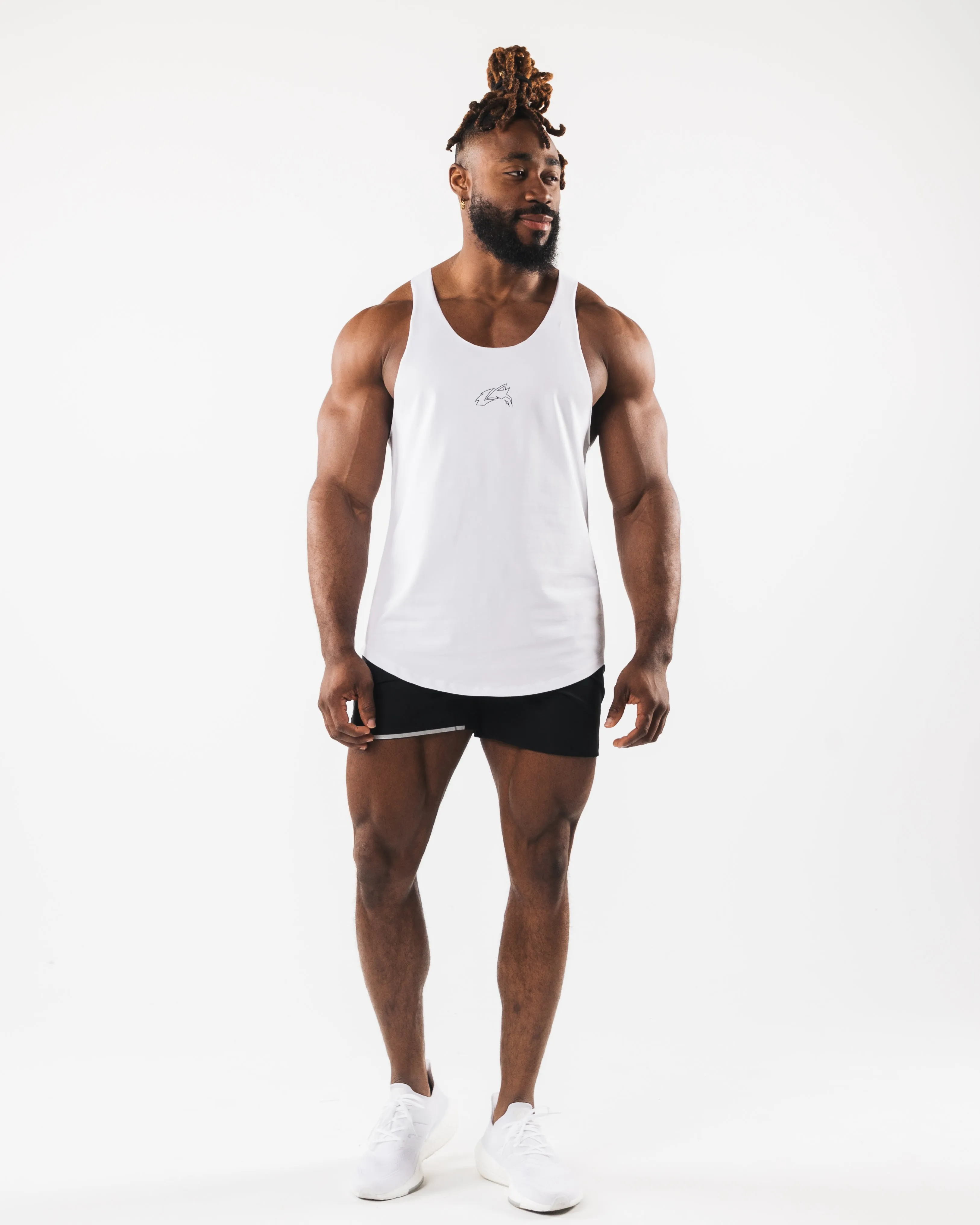 Wolf Head Raw Cut Tank - White