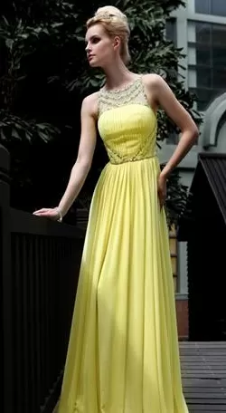 Yellow Pleated Gown